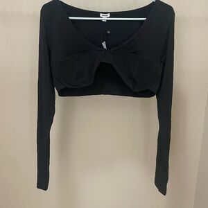 Garage Black Long Sleeve Crop Top